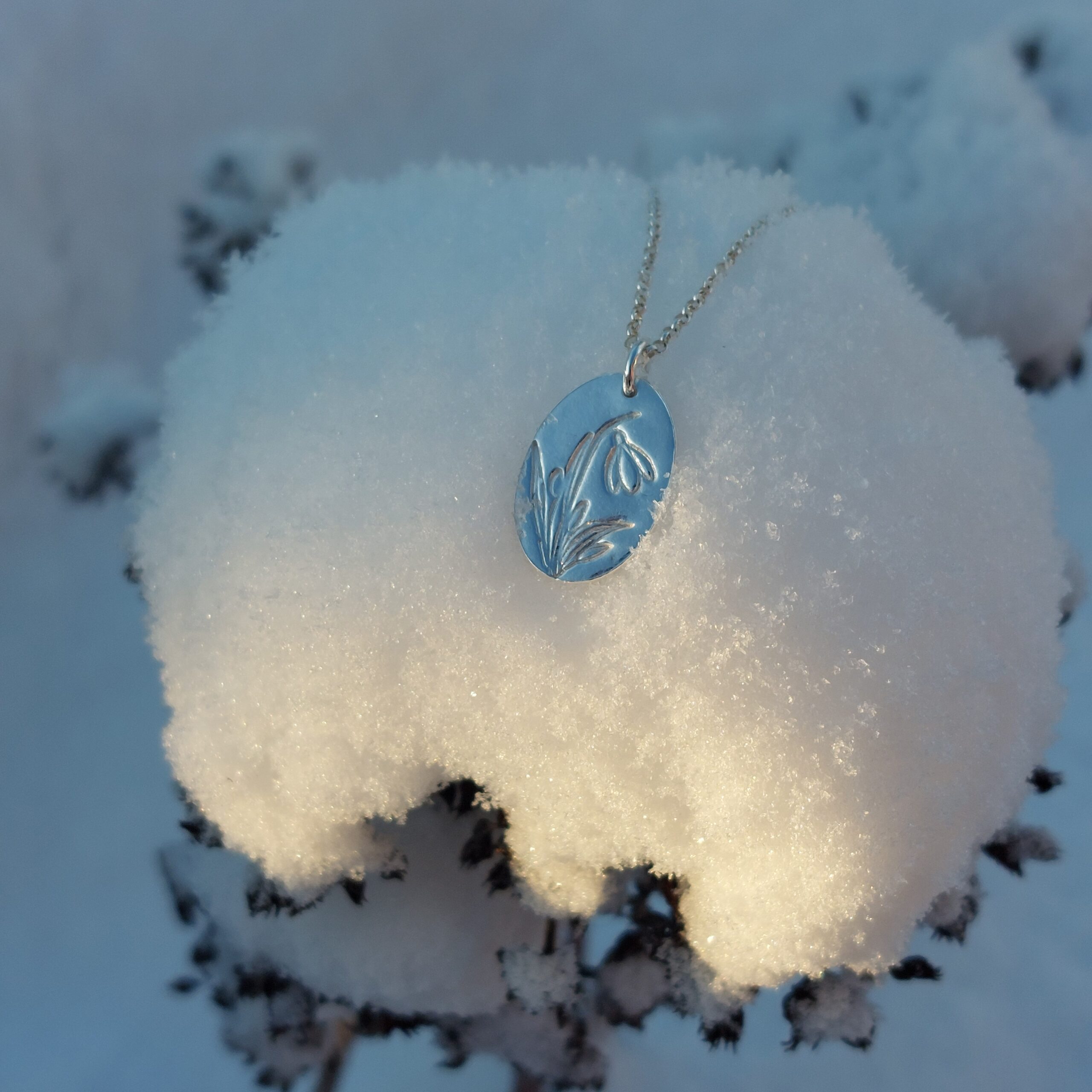 jaanuar, sünnikuu lill, lumikelluke, ripats, hõbe, kaelakee