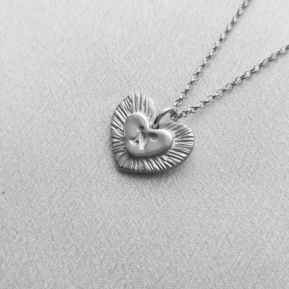 Nimetähega, ripats, hõbe, süda