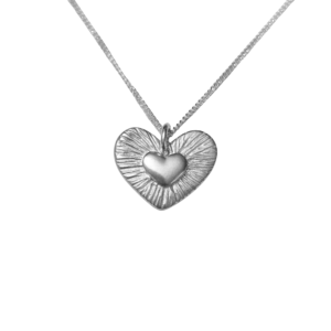 hõbedast, ripats, süda, kaelakee