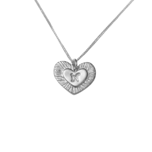 nimetähega, ripats, süda, hõbe, kaelakee